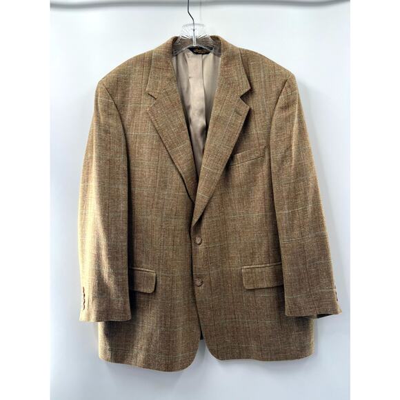 Brooks Brothers Men's Brown Multi Silk Blend Checked Two Button Blazer Size 44R - Picture 1 of 11